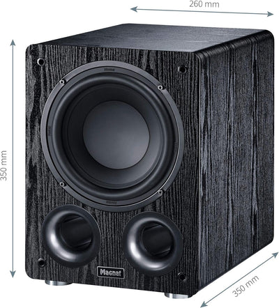 Magnat Alpha RS 8, Aktivsubwoofer mit 200 mm grosser Membran und bis zu 160 Watt Leistung Schwarz, S