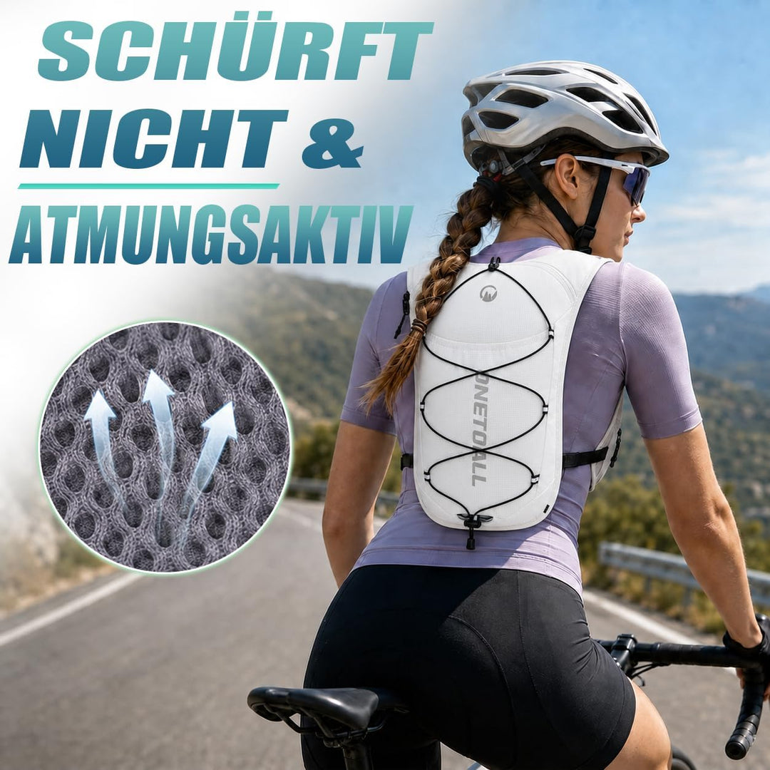 Laufweste Damen mit 500ml Trinkflasche/2L Trinkblase, Leichter Trinkrucksack Laufen Herren 6L, Runin