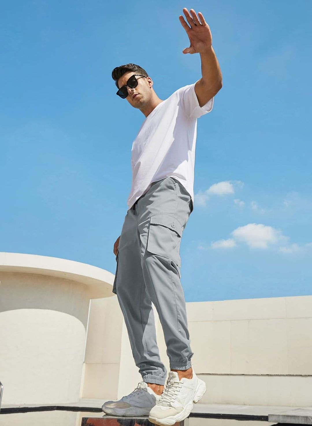 Cargohose Herren Lang Casual Jogginghose Stretch Arbeitshosen Regular Fit Cargo Hosen Elastische Her