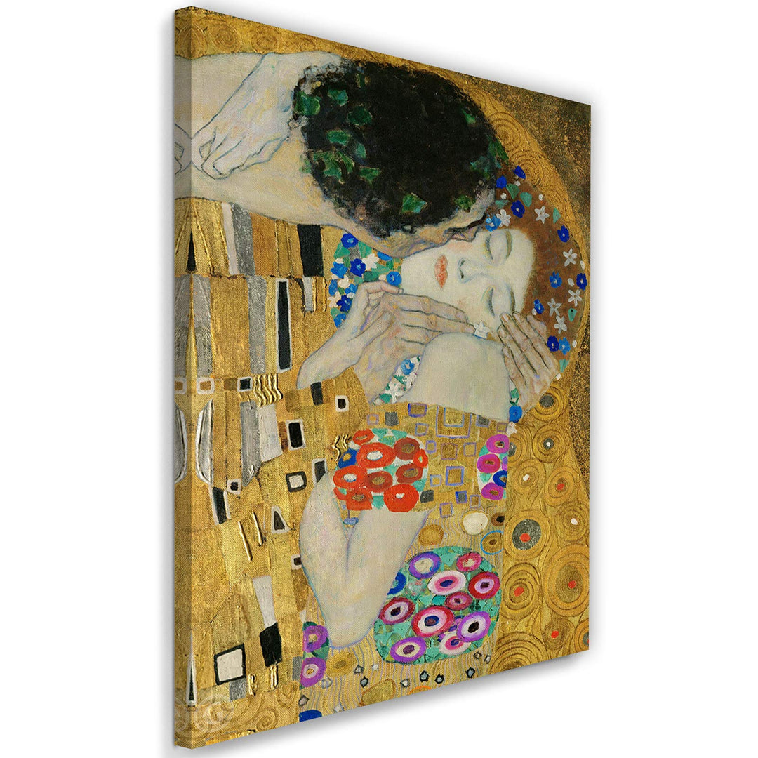 Feeby Wanddeko Gustav Klimt Leinwandbild Kunstdruck Der Kuss Gold Gelb 80x120 cm M12824 80x120 cm, M