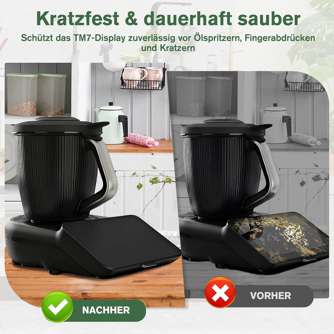 Gleitbrett für Thermomix TM7, schwarz mit 360° Metallrollen | Zubehör für Thermomix TM7 inkl. Siliko