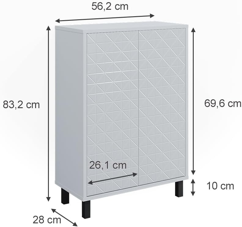 Vicco Midischrank Agasta, Weiss Hochglanz, 56.2 x 83.2 cm Weiss Hochglanz Badschrank 3 Fächer, Weiss