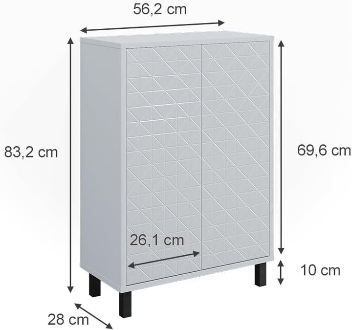 Vicco Midischrank Agasta, Weiss Hochglanz, 56.2 x 83.2 cm Weiss Hochglanz Badschrank 3 Fächer, Weiss