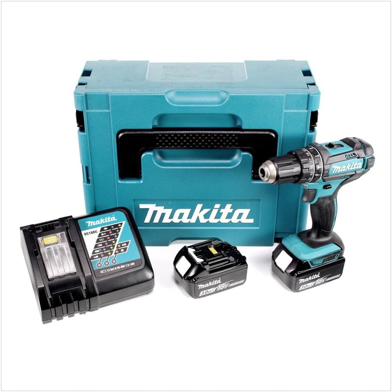 Makita DHP 482 RFJ - 18 V Li-Ion Akku Schlagzeug kabellos im MAKPAC Koffer + 2 x BL 1830 3,0 Ah Akku