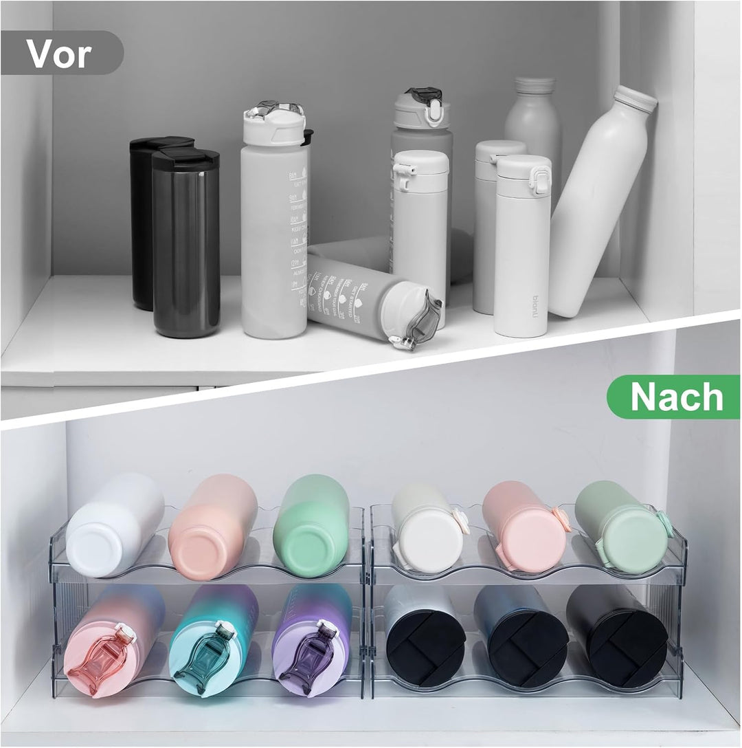 Stapelbarer Flaschenhalter für Kühlschrank, Schrank, Vorratskammer - Wasserflaschenhalter für Küchen