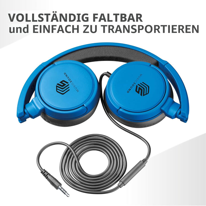 Music Sound | Bügelkopfhörer mit Kabel Over Ear Basic | On-Ear-Kopfhörer Faltbarer Kopfbügel mit 1,2