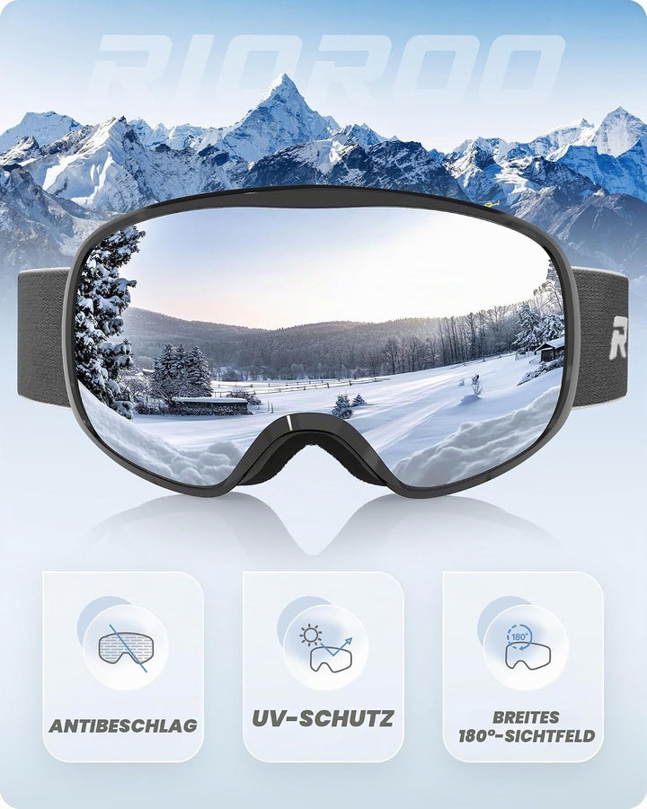RIOROO Skibrille, Snowboard Brille für Brillenträger Herren Damen Erwachsene Jugendliche Doppel-Obje