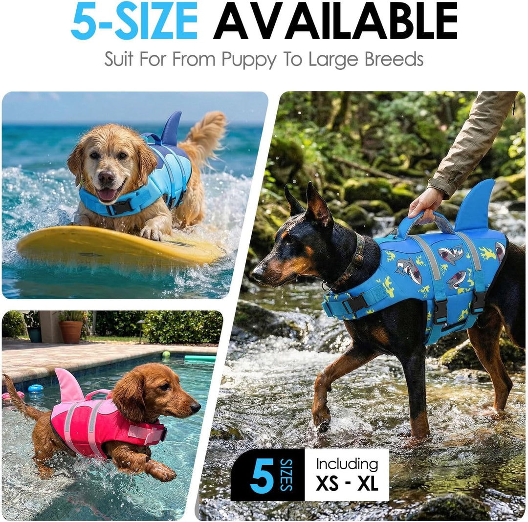 AOFITEE Schwimmweste Hund Klein, Verstellbar Hunde Schwimmweste Hai, Ripstop Hundeschwimmweste Klein