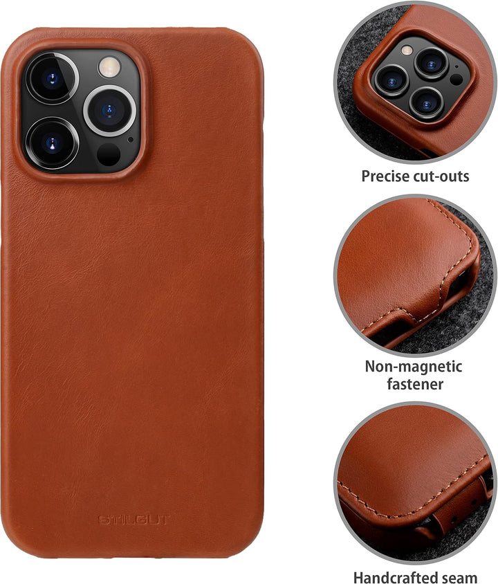 STILGUT UltraSlim kompatibel mit iPhone 14 Plus (6.7") Hülle - iPhone 14 Plus Flip Case aus Leder, K