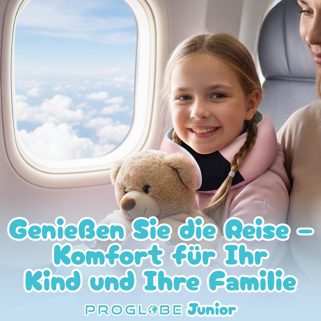 Proglobe Junior Nackenkissen für Kinder - Ergonomisches Reisekissen aus Memory-Schaum für Auto, Flug