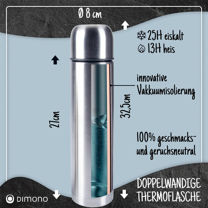 Edelstahl Thermosflasche mit Becher & Bürste; Thermoskanne Doppelwandige Isolierkanne; Auslaufsicher