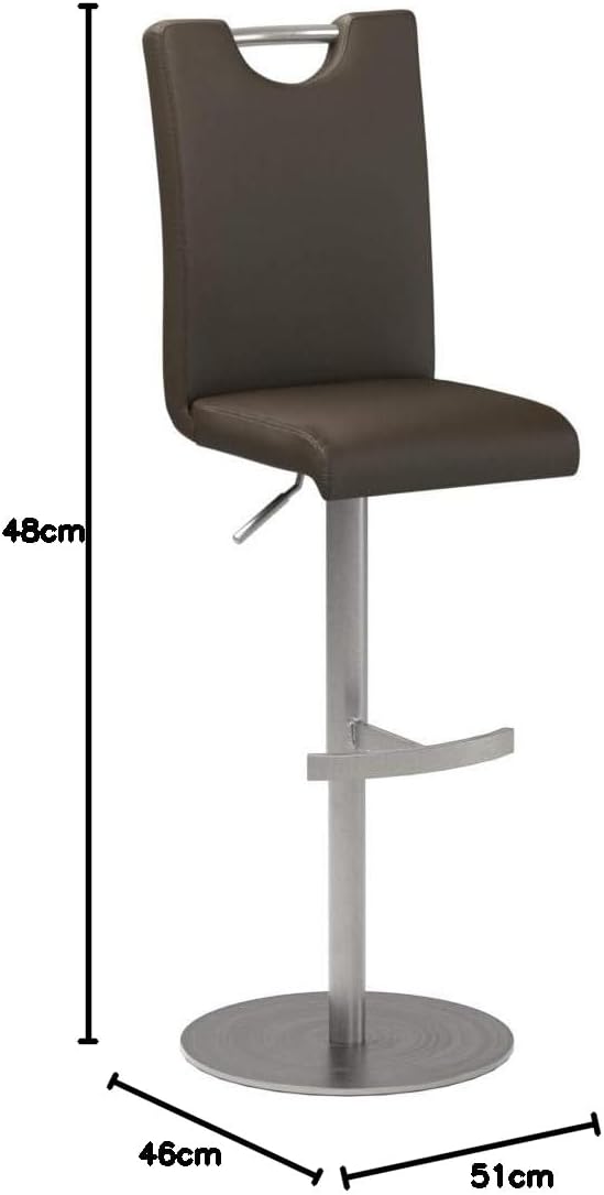 Robas Lund Barstuhl Braun 360°drehbar mit Kunstlederbezug, belastbar bis 120 kg, Braun