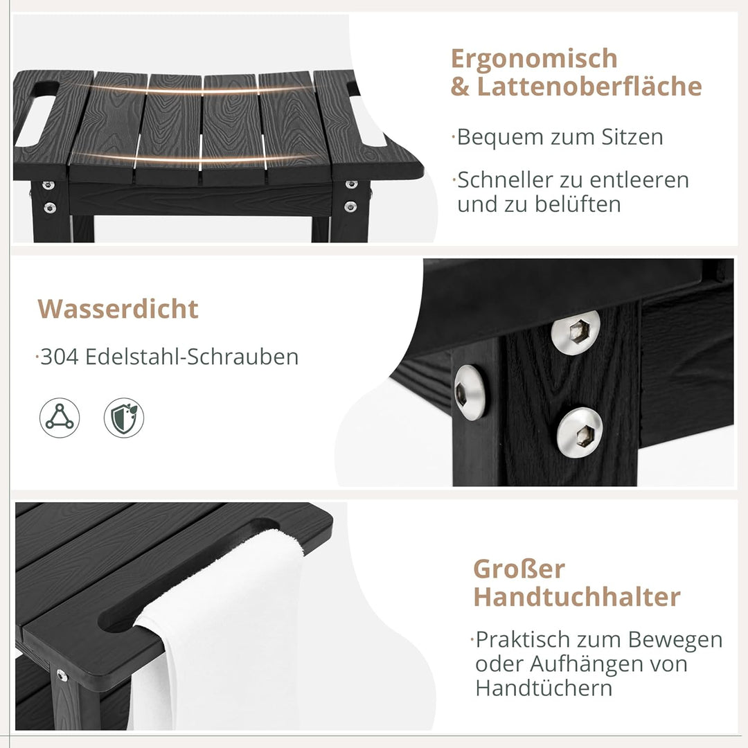 LUE BONA HDPS Duschbänke, Duschhocker zum Rasieren der Beine mit Ablage, wasserdichter Badstuhlsitz