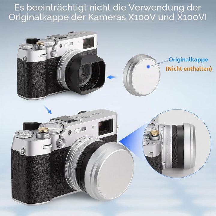 Haoge LH-X54B Gegenlichtblende aus Metall, quadratisch, mit 49 mm Adapterring, für Fujifilm X100VI F