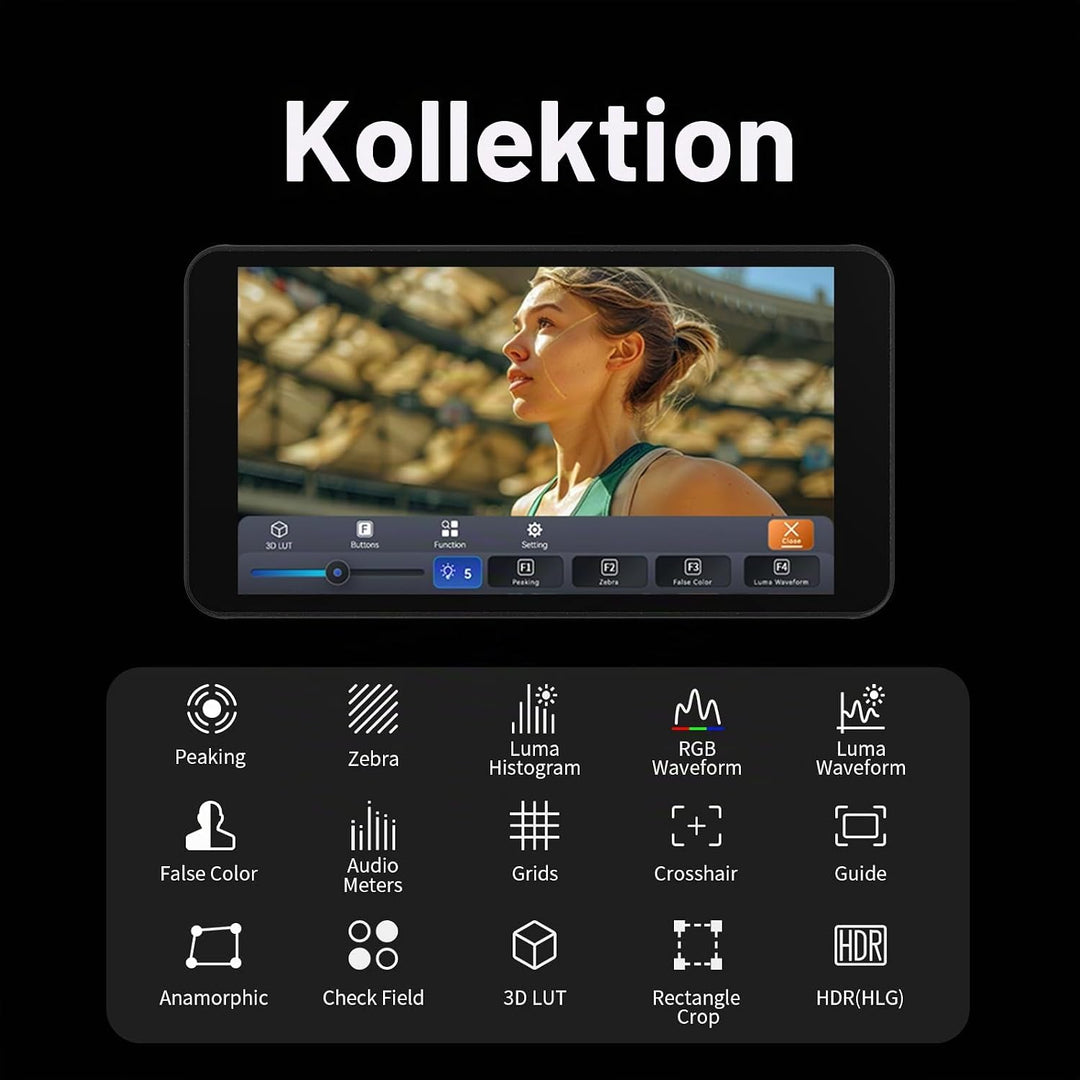 Portkeys PT5 II 5" Kamera Field Monitor Touchscreen MOVNORM OS 4K HDMI IN/Out mit 3D LUT Luma/RGB Wa