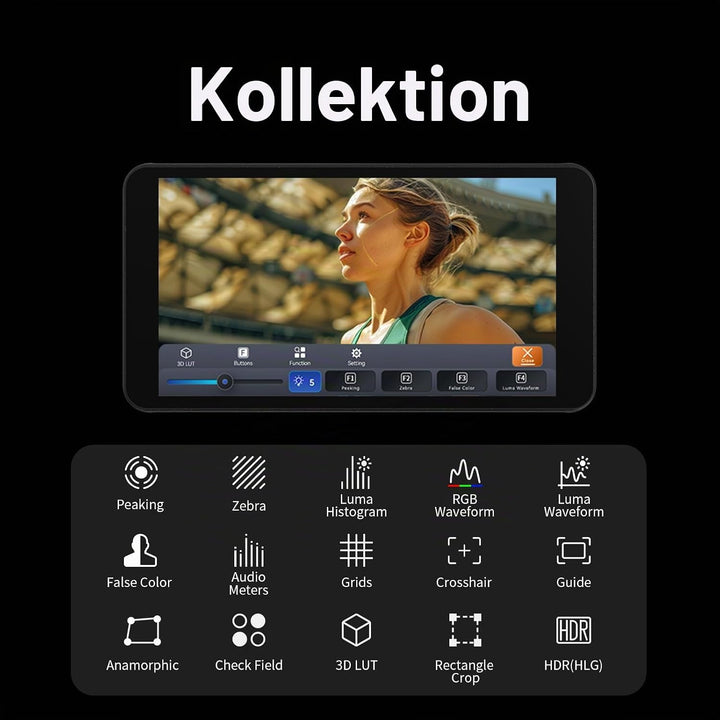 Portkeys PT5 II 5" Kamera Field Monitor Touchscreen MOVNORM OS 4K HDMI IN/Out mit 3D LUT Luma/RGB Wa