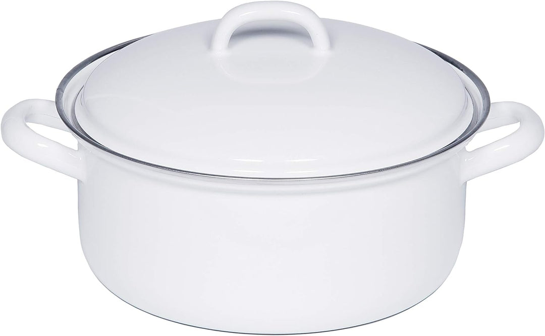 Riess, 0131-033, Kasserolle mit Deckel 22, CLASSIC- WEISS, Durchmesser 22 cm, Inhalt 3 Liter, Höhe 1