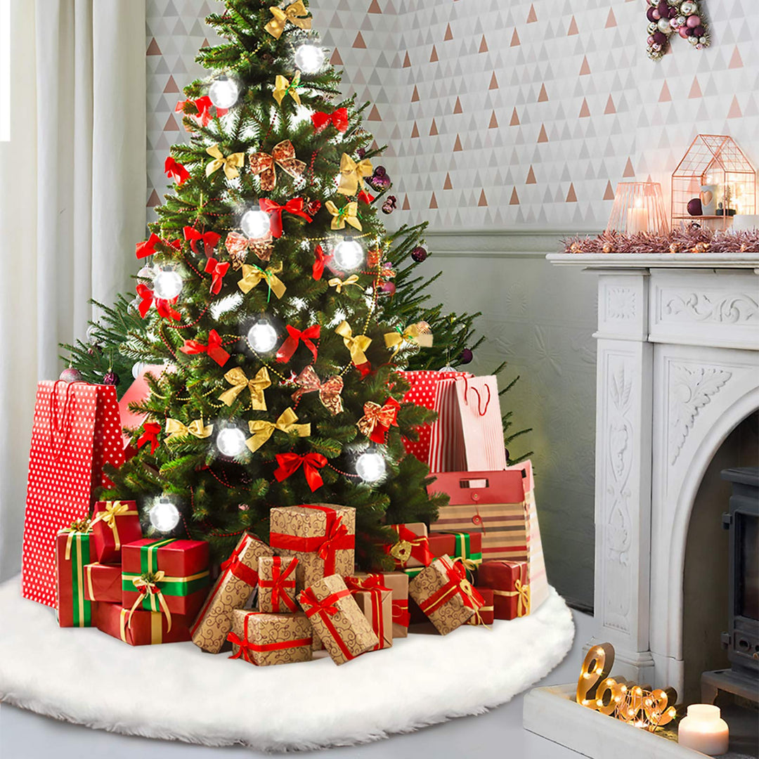 HOWAF 120cm Plüsch Weihnachtsbaum Rock Christbaumdecke Weiss Weihnachtsbaumdecke Christbaumständer T