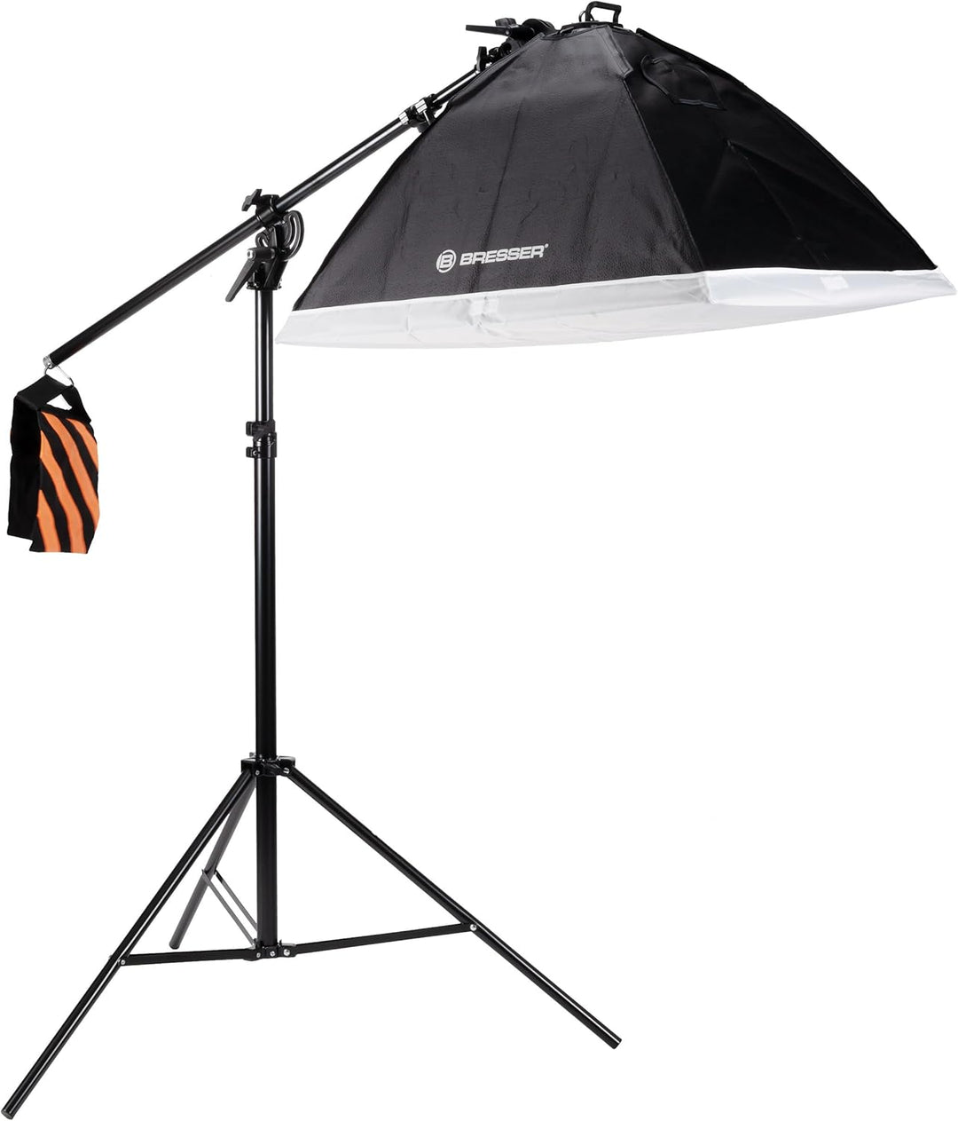 Bresser LED-Tageslichtset für Fotostudio mit 3 Softboxen 60x80 cm, 15 LED-Lampen, Stative, Boomarm,