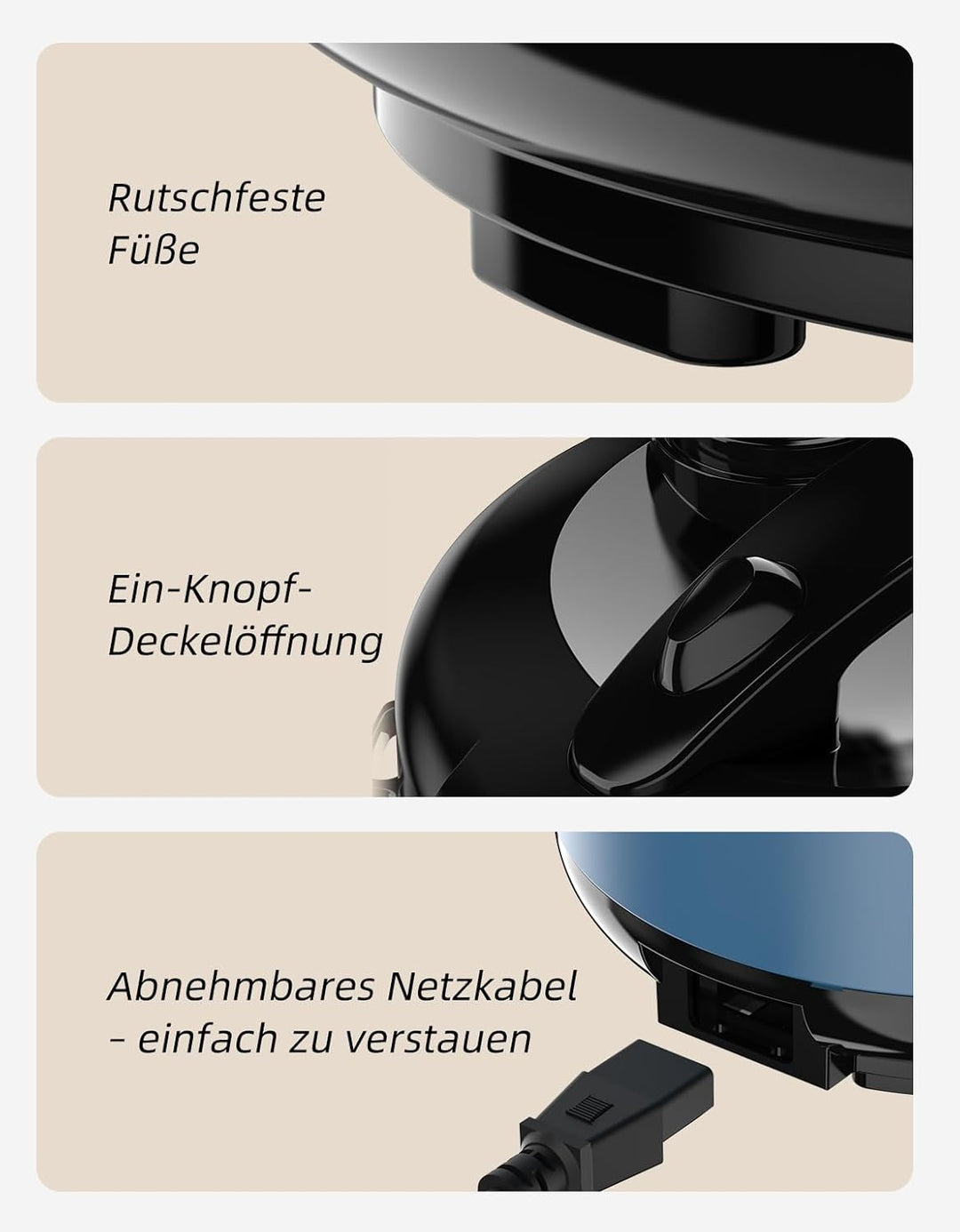 Eamoment DRC-5020BL 1L|400W Reiskocher & Dampfgarer(1ltr-5 Tassen) Für 1-5 Personen Schnelles Kochen
