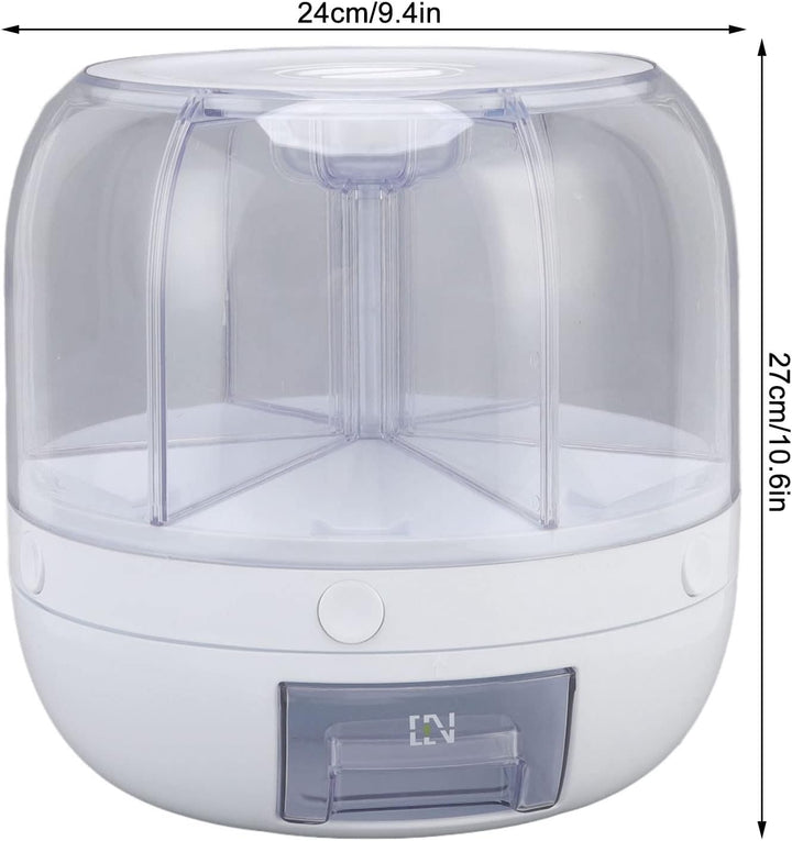 360° Drehbarer Zylinder, Feuchtigkeitsbeständige Getreidebox, 6 Gitter, Reisspender für Kleine Bohne
