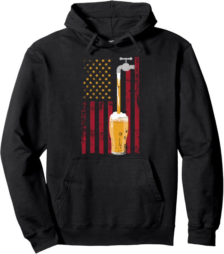4th of July American Flag Beer Brewing Pullover Hoodie