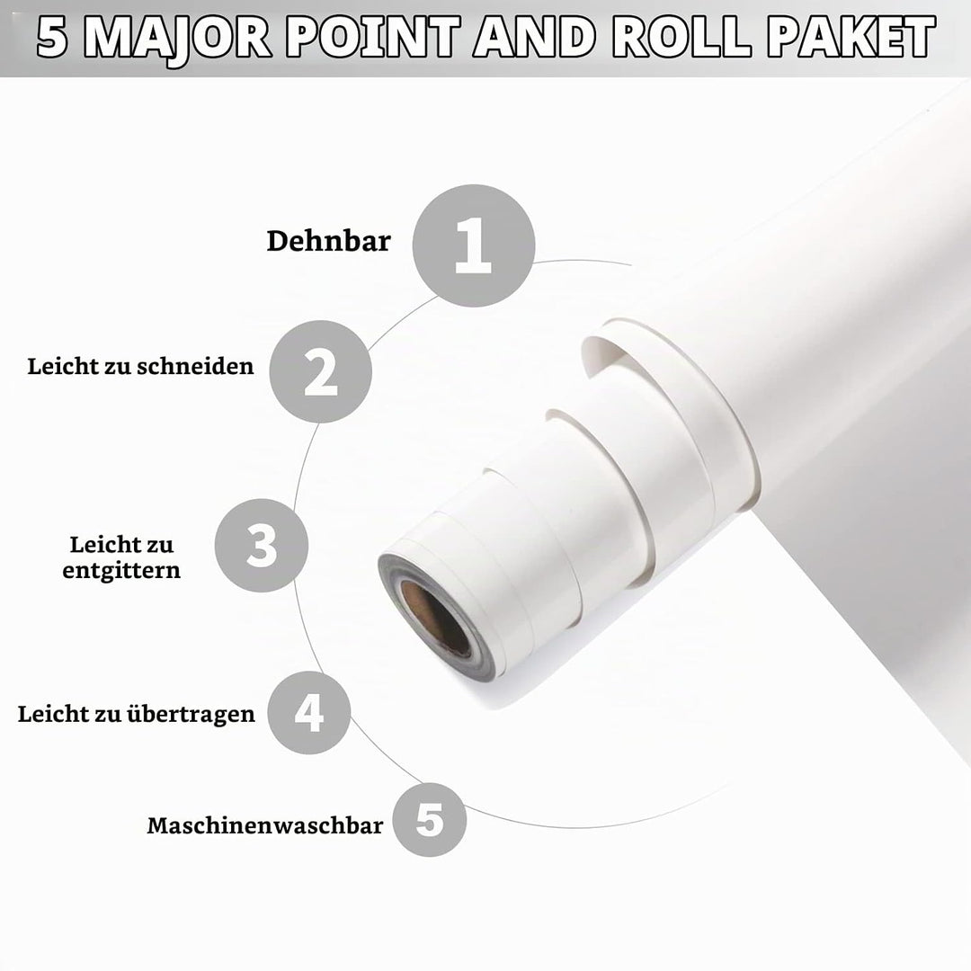 Bocguy Plotterfolie Textil Weiss, 30.5CM x 10M Heat Transfer Vinyl Flexfolie Rollen mit Plotter Werk