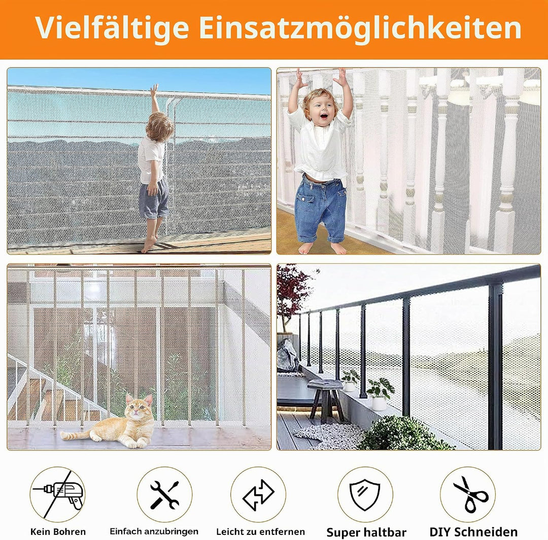 6 Meter Kinder Sicherheitsnetz, Balkongeländer Treppensicherheitsnetz, stabiles Zaunnetz, Kinder, Ha