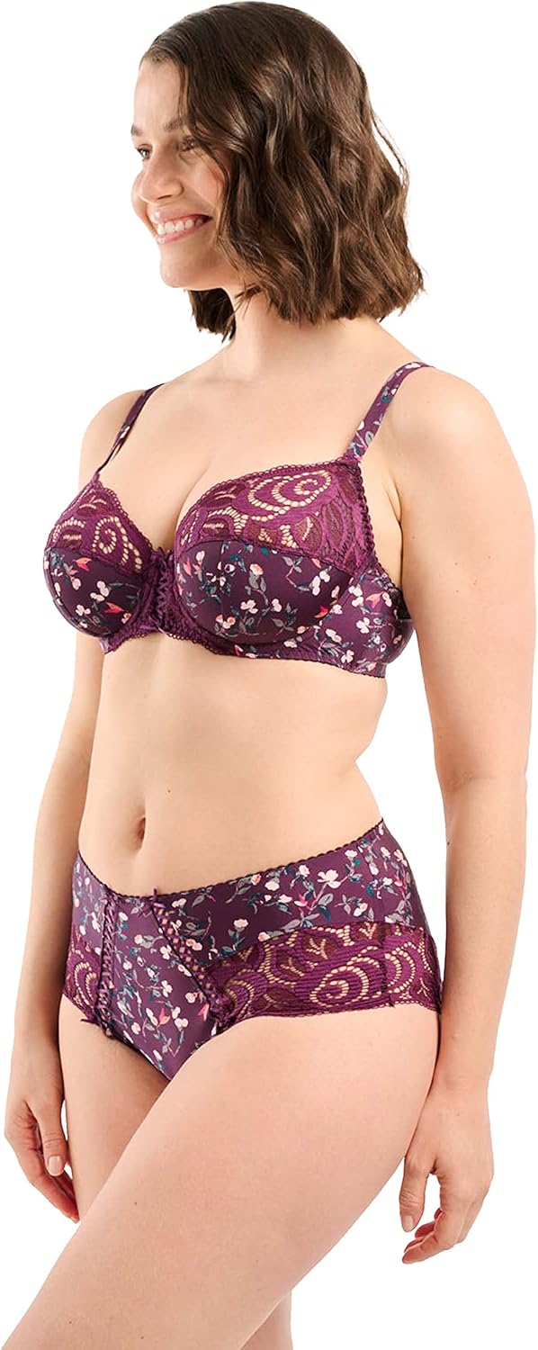 Sans Complexe Damen Klassischer Bügel-BH 75C Blumendruck, Rot / Violett, 75C Blumendruck, Rot / Viol