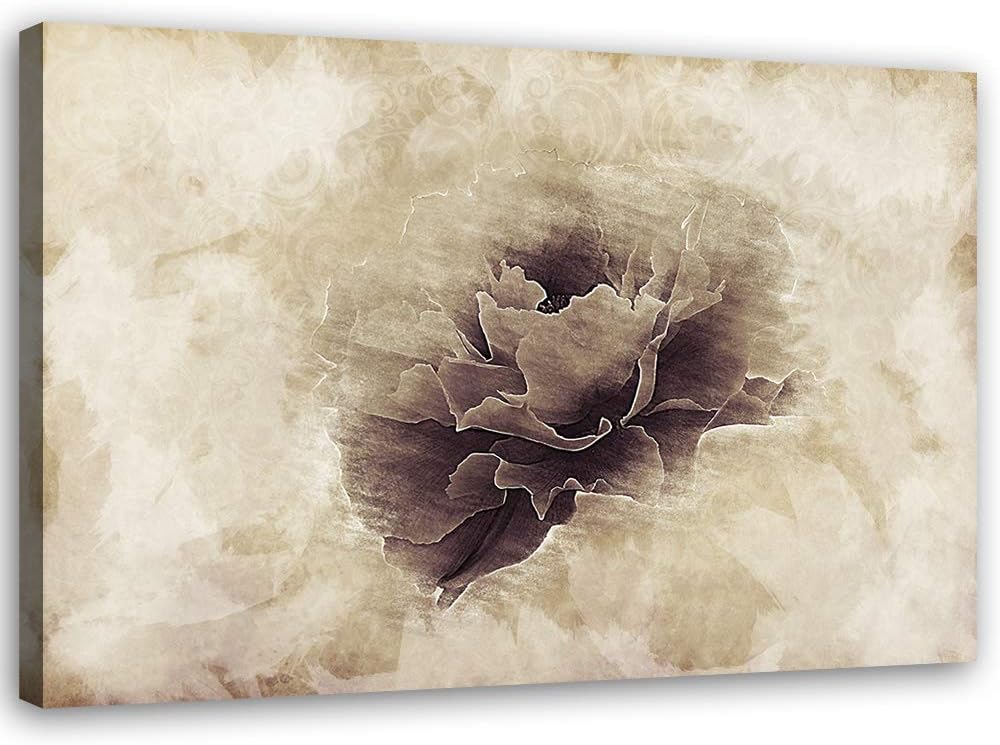 Feeby Wanddeko abstrakt Leinwandbild Kunstdruck Blume Braun 90x60 cm Leinwandbild 90x60 cm Braun_c,