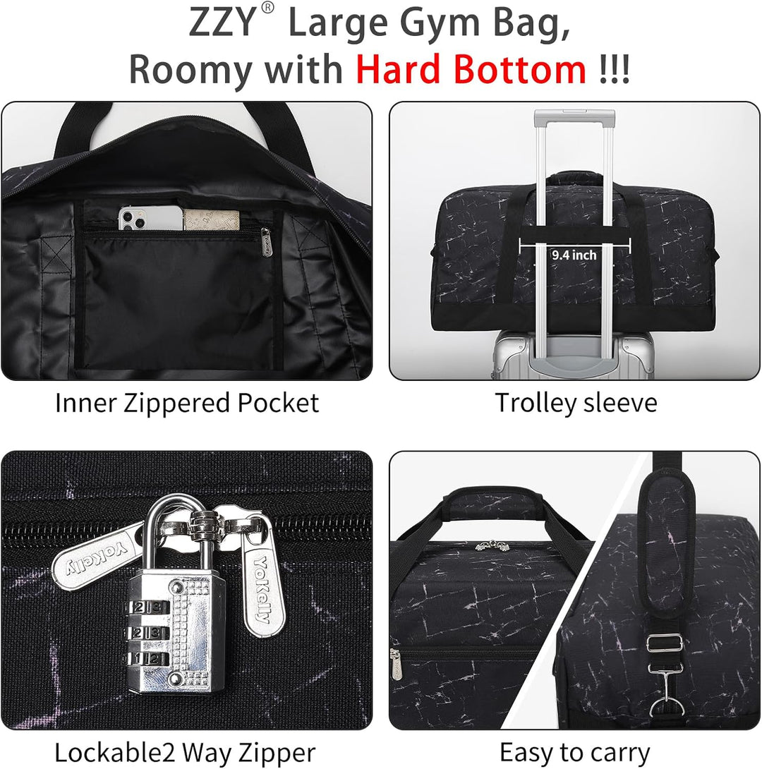ZZY 55L Sporttasche Herren Gym Sport Tasche - 25 Zoll Reisetasche Duffle Bag mit Hartboden für Woche
