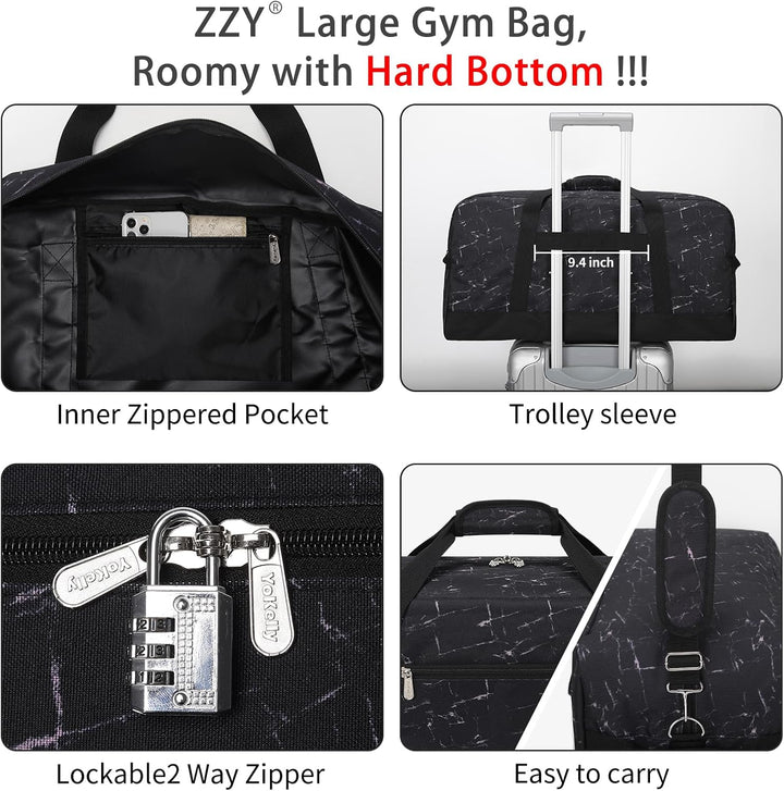 ZZY 55L Sporttasche Herren Gym Sport Tasche - 25 Zoll Reisetasche Duffle Bag mit Hartboden für Woche