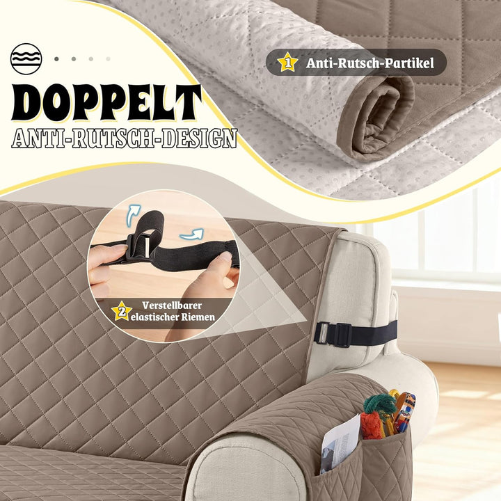 TAOCOCO Sofa Überzug, Sofabezug Wasserdicht Mit Gummiband，Wohnzimmer Anti-Rutsch Gepolsterter Sofasc