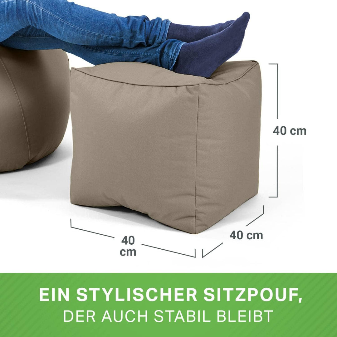 Green Bean© Sitzsack-Hocker 40x40x40cm mit EPS-Perlen Füllung - Fusshocker Fusskissen Sitz-Pouf für