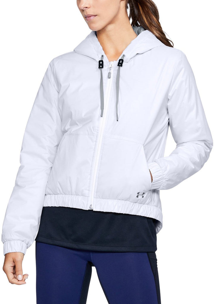 Under Armor Damen ColdGear Reactor Crop Hoodie XL Weiss/Stahl, XL Weiss/Stahl