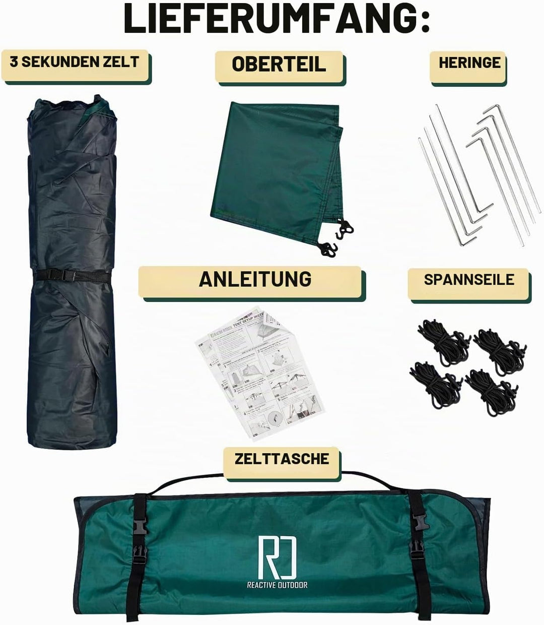 Reactive Outdoor Zelt - 3 Sekunden Zelt - 3 Sekunden Instant Pop Up Zelt - Einfache und schnelle Ein