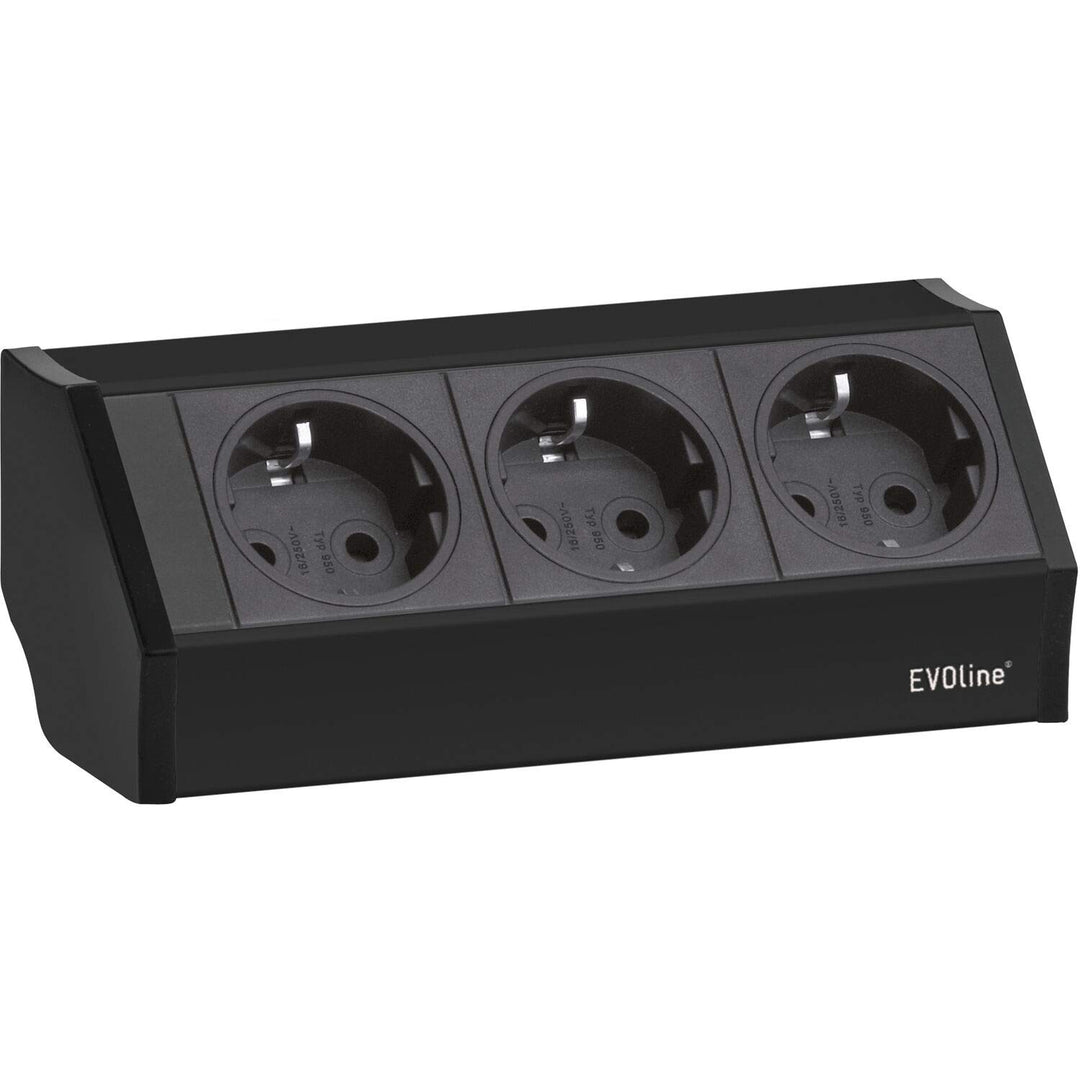 EVOline 159360001100 Steckdosenelement V-Dock 3 x Schuko schwarz 3x Schuko schwarz, 3x Schuko schwar