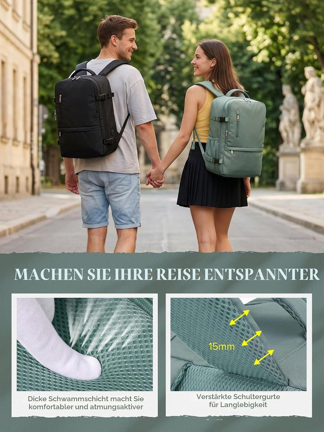 Hayayu für Ryanair Handgepäck 40x20x25 Klein Handgepäck Rucksack Flugzeug Reiserucksack mit Laptopfa