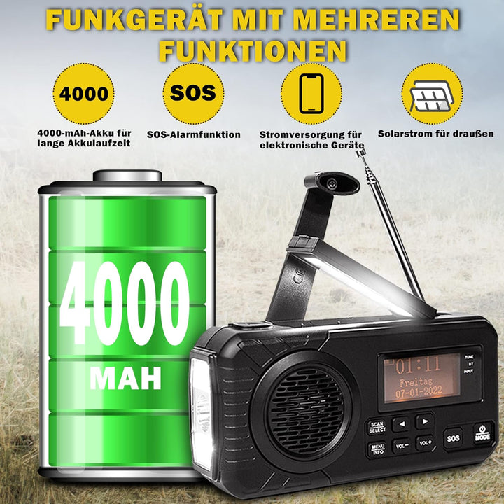 Radio Digital DAB/FM Batteria da 4000mAh Radio di Emergenza Solare Con Funzione di Ricarica Mobile U
