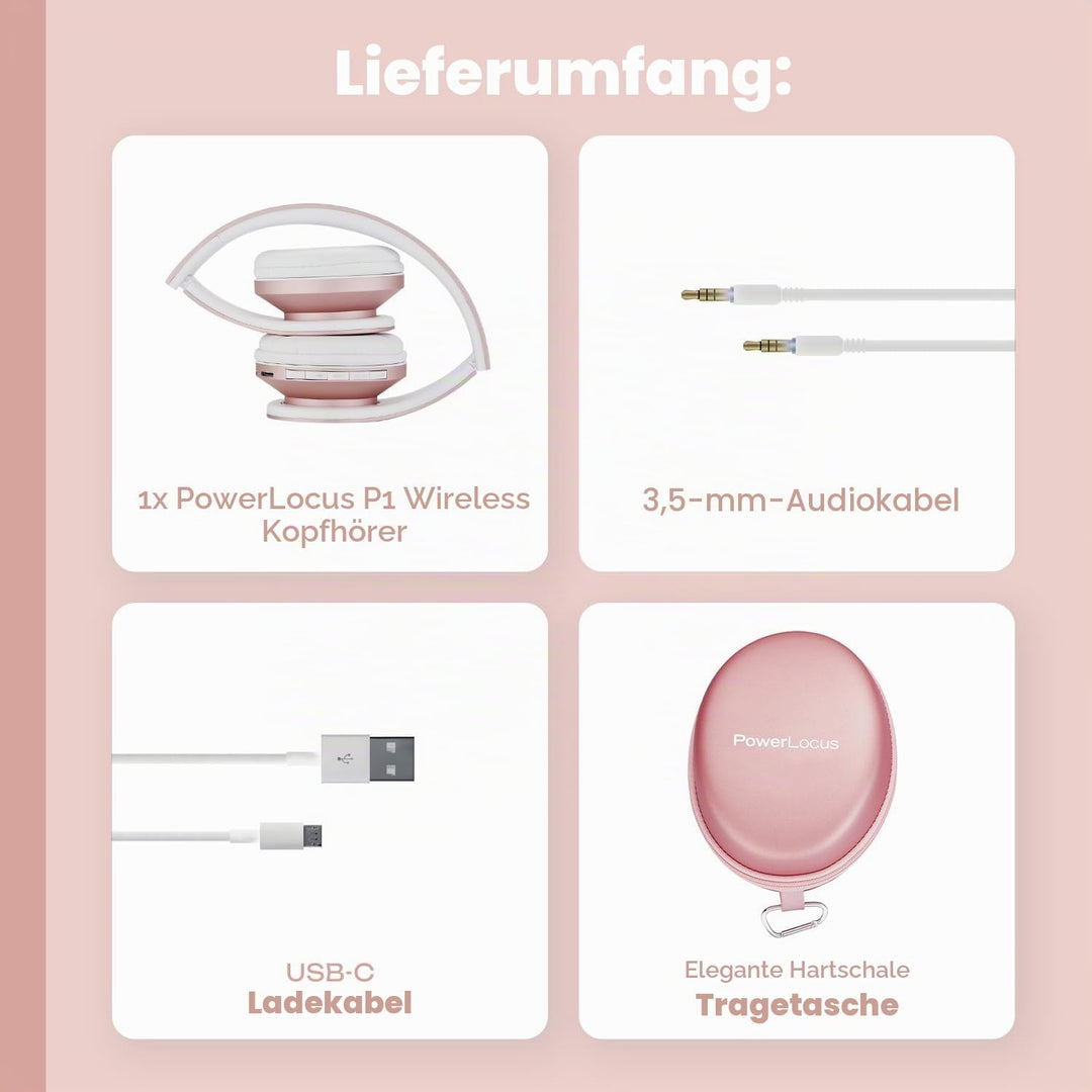 Bluetooth Kopfhörer, PowerLocus Over Ear Wireless Bluetooth Kopfhörer Faltbar Kabellose On Ear Ohrhö