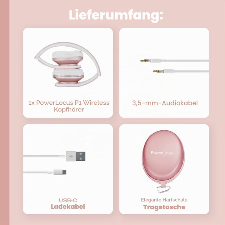 Bluetooth Kopfhörer, PowerLocus Over Ear Wireless Bluetooth Kopfhörer Faltbar Kabellose On Ear Ohrhö