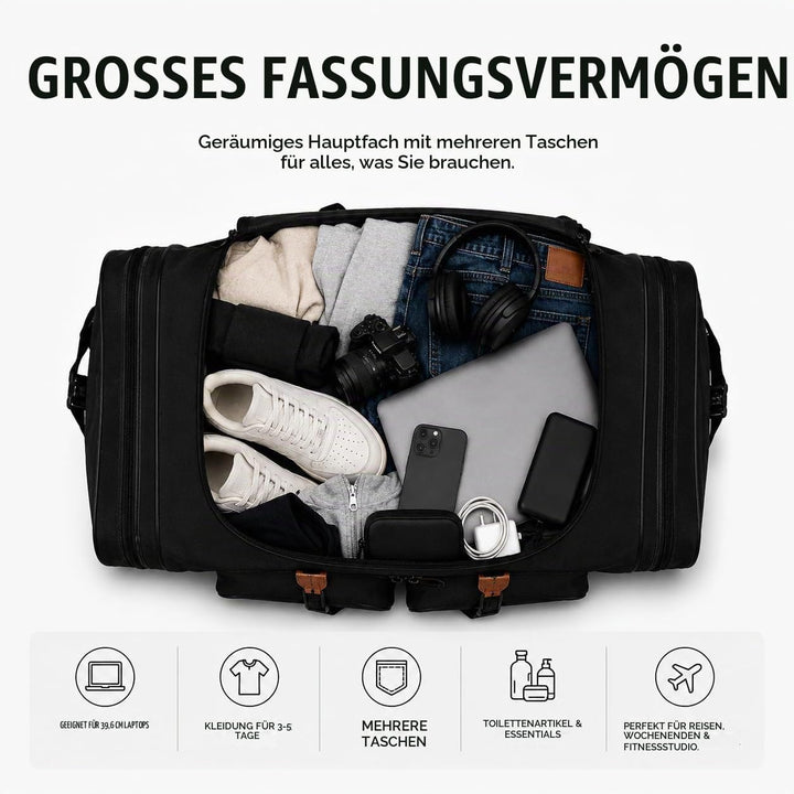 Foolsgold Extra grosse 120L Reisetasche Holdall Tasche Schwarz, Schwarz
