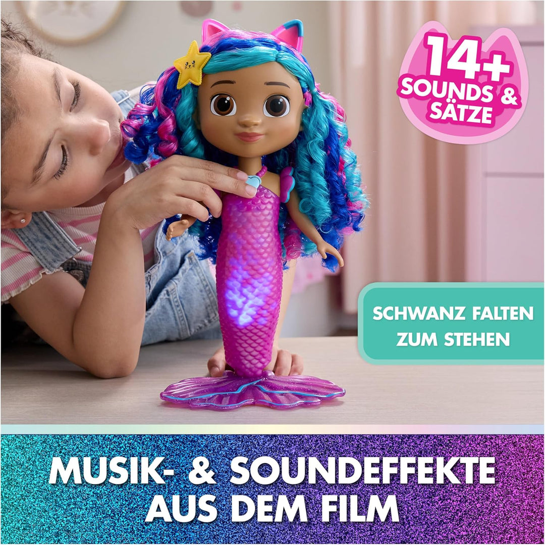 DREAMWORKS GABBY'S DOLLHOUSE – Sing und Shine Meerjungfrau Gabby, 35 cm grosse Puppe mit Licht- und