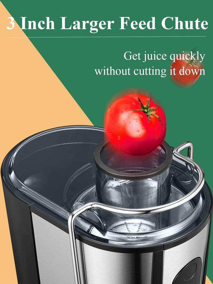 JUILIST Entsafter Gemüse und Obst, 600W Juicer mit Grosser Einfüllschacht (65 mm), 2 Geschwindigkeit