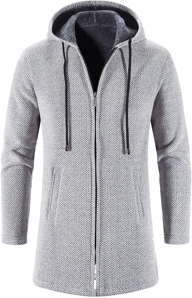 Outdoor Jacken FüR Damen Lang Strickjacke für Herren Moderne Mode Herbst lang lässig solide mit Kapu