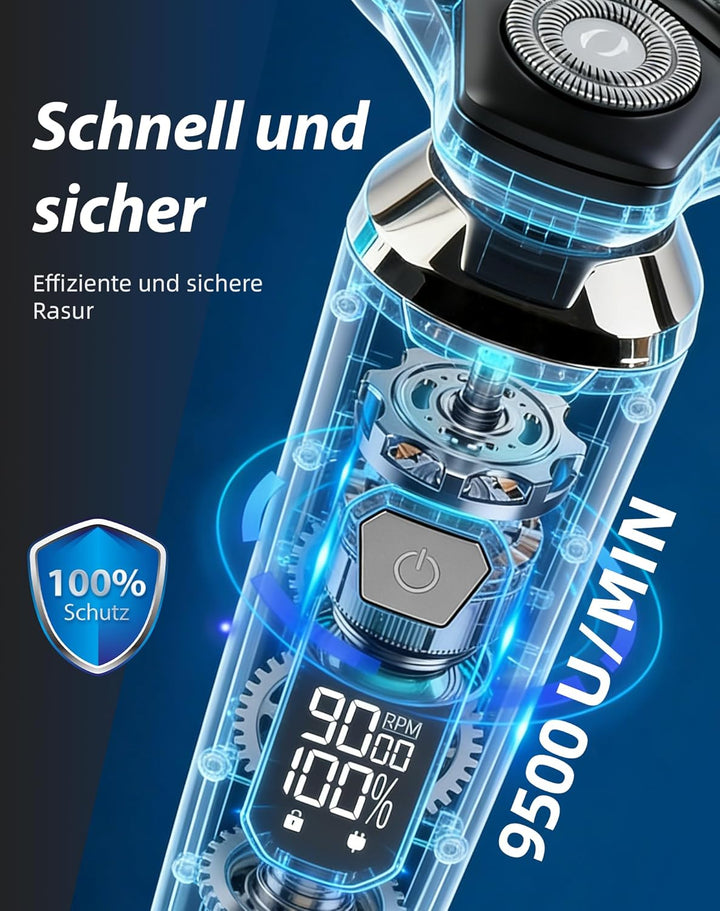 UTK Rasierer Herren Elektrisch, 2025 Neuer Kabelloser 3-in-1-Rasierer Herren, IPX7 Wasserdichter Ele