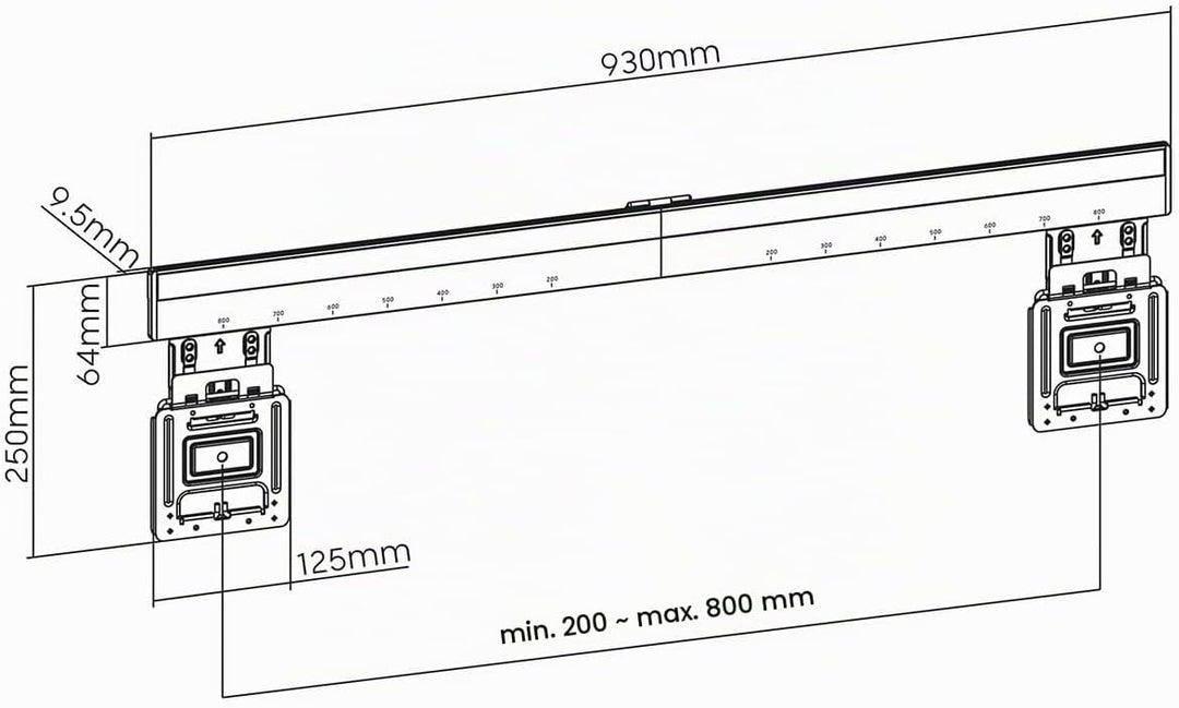 Feste TV-Wandhalterung - 43-100" - maximal unterstützes Bildschirmgewicht: 75 kg - Minimaler Wandabs