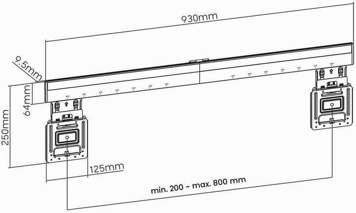Feste TV-Wandhalterung - 43-100" - maximal unterstützes Bildschirmgewicht: 75 kg - Minimaler Wandabs