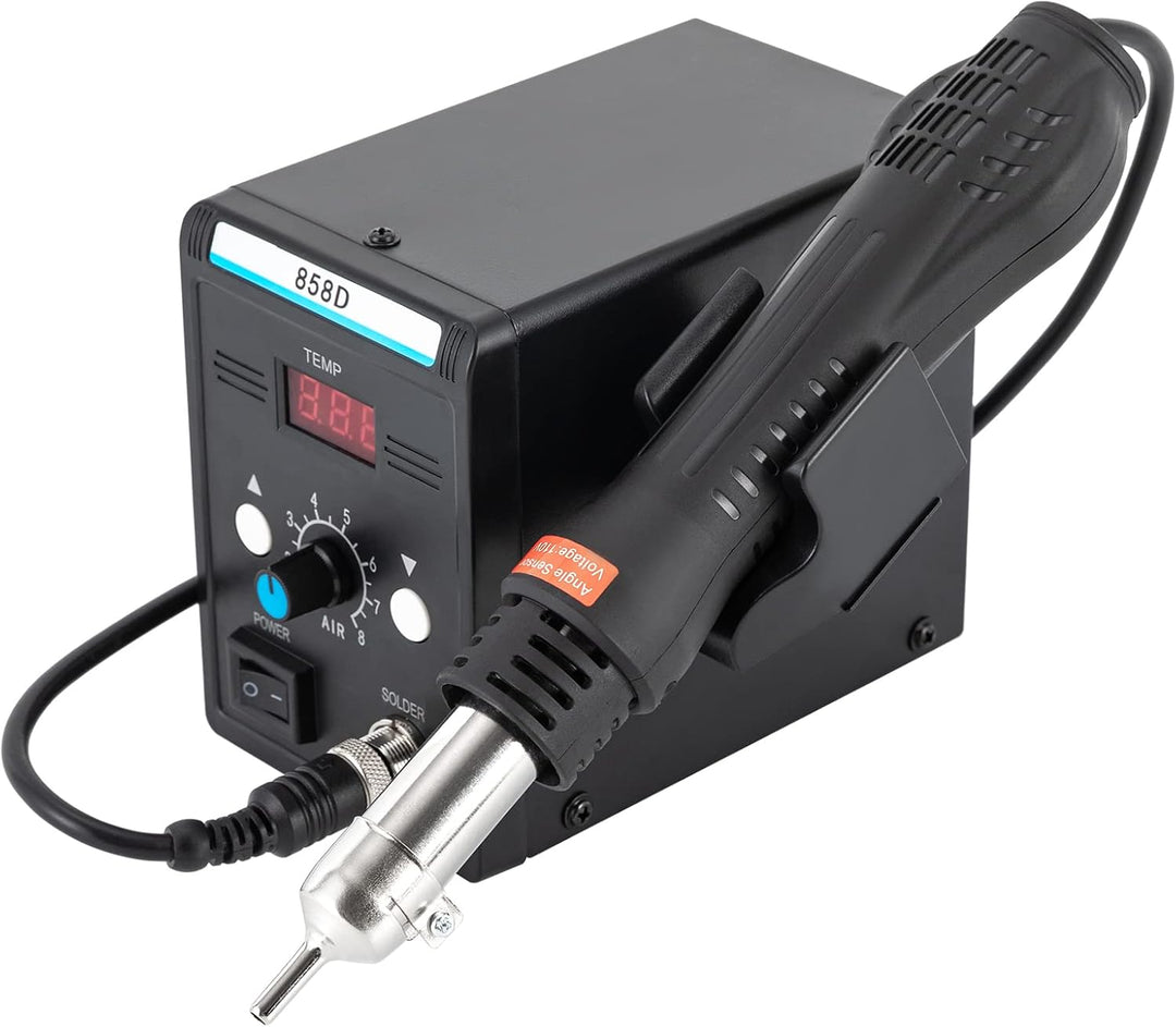 Heissluft Lötstation, 700W Heissluftlötstation Toolour 858D Lötstation mit Drei Luftdüsen, 100~500°C