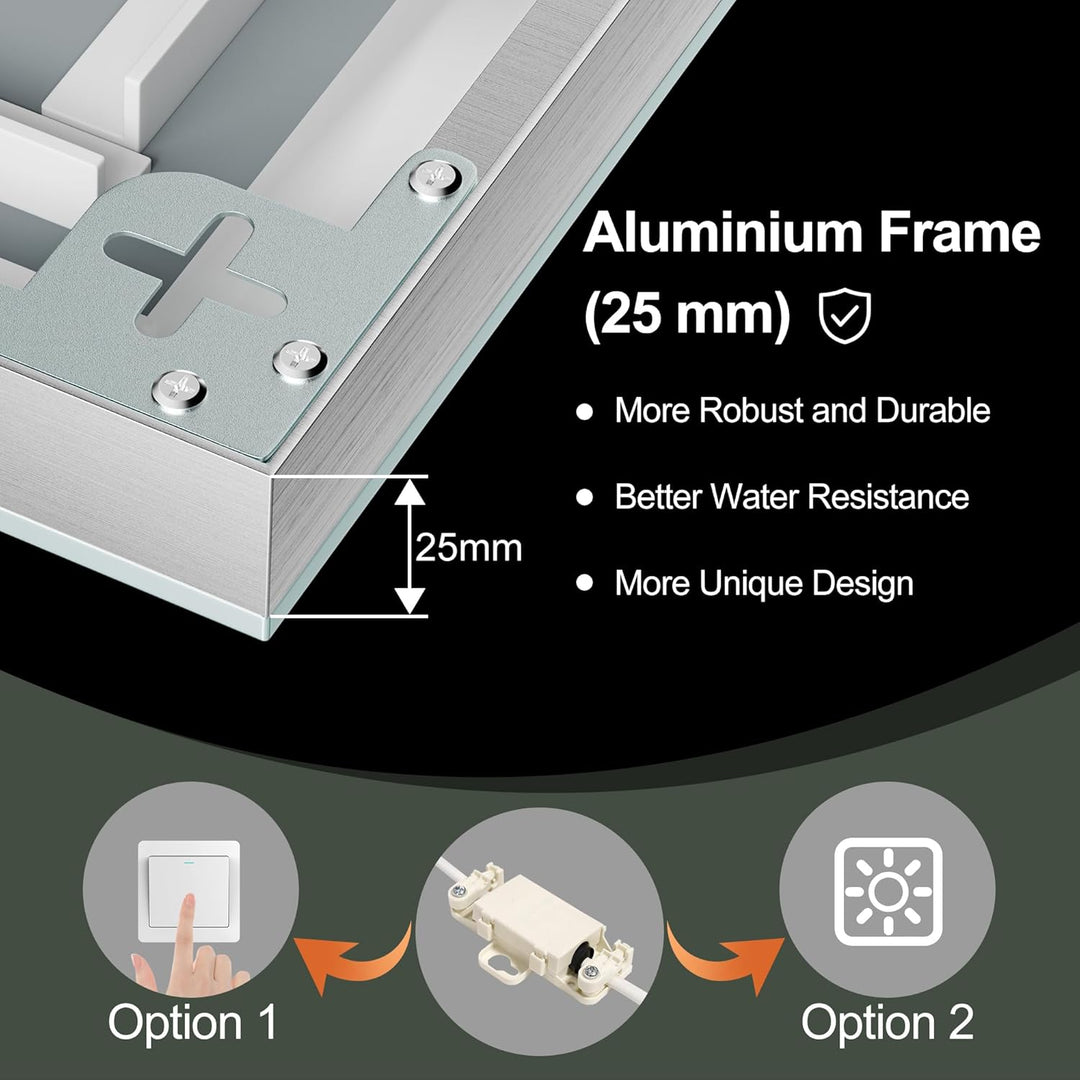 S'bagno Badspiegel-mit-Beleuchtung 100x70cm, Led-Badezimmerspiegel-mit-Licht, 5X Vergrösserungsglas,